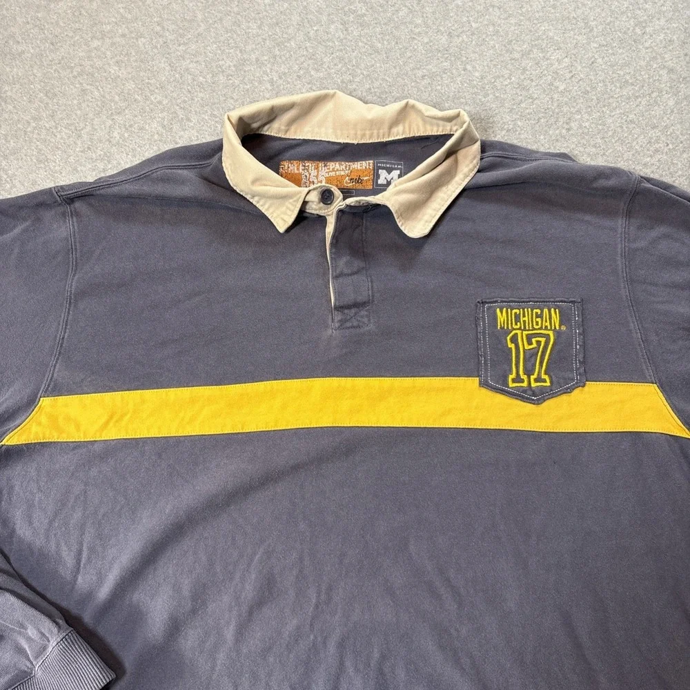 vintage 90s University of Michigan rugby shirt 855 Olive Street Nike Men's 2XL